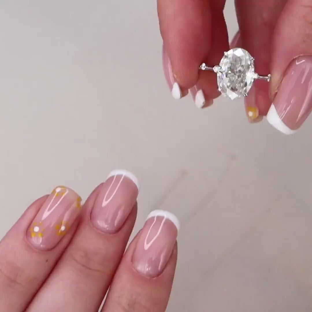 5.0 CT Oval Dainty Style Pave Moissanite Engagement Ring